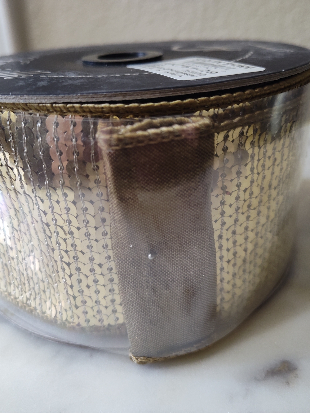 FARRISILK Bronze Sequin Shine Wired Ribbon 2.5"x10 Yards Luxury Designer Ribbon - Picture 3 of 6